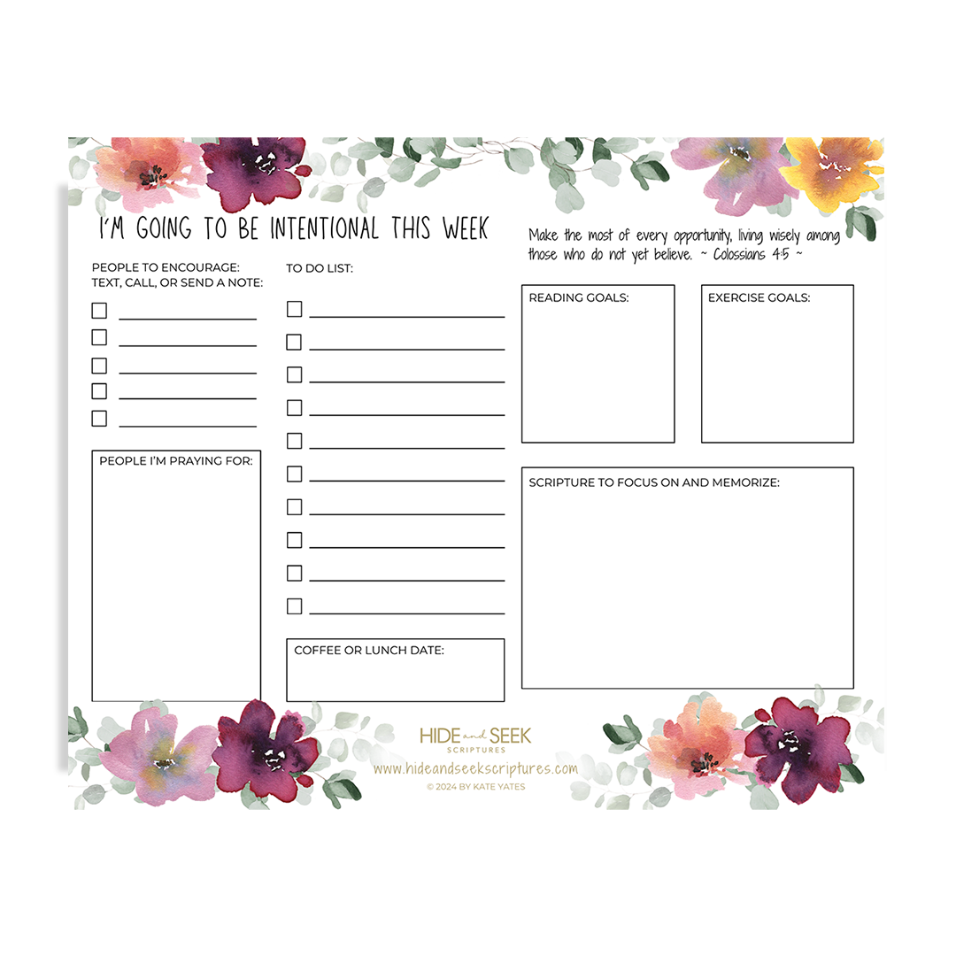 Be Intentional To Do List (Floral Print)